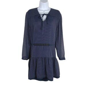 Rag & Bone Blake Dress Long Sleeve Silk Blend Blue White Striped NWT Women's XXS
